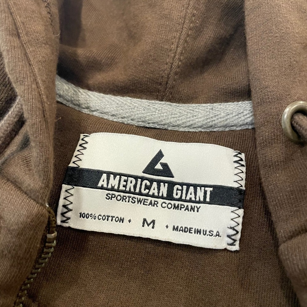 American Giant Heavyweight Hoodie Mens Medium Brown Cotton Full Zip Made in USA - Picture 2 of 10